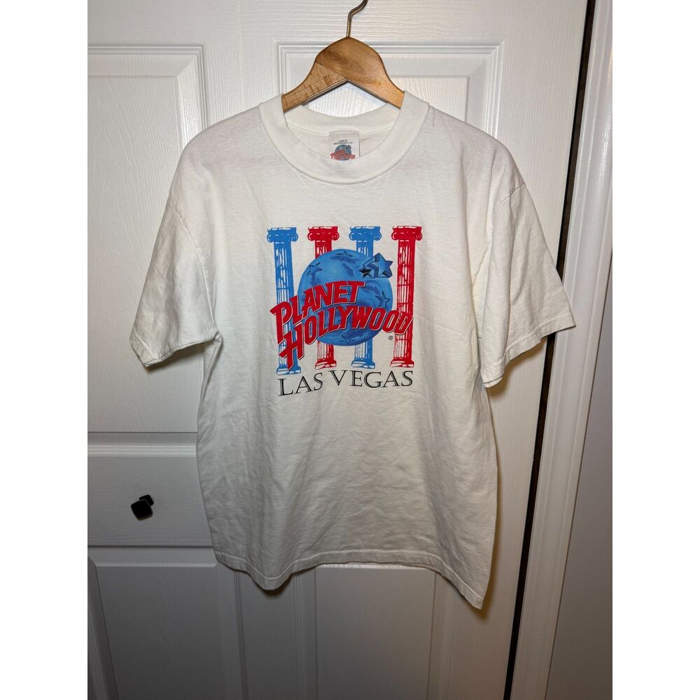 Vintage Planet Hollywood Las Vegas Graphic T Shirt White Size Large